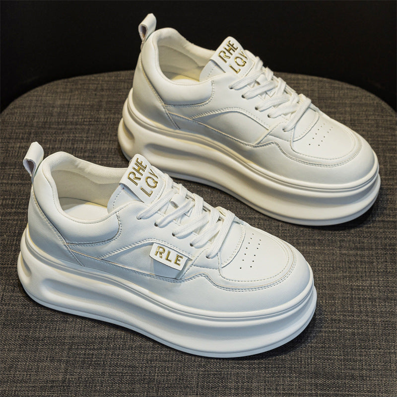 Women's White Platform Autumn Height Increasing Small Thin Men's Shoes