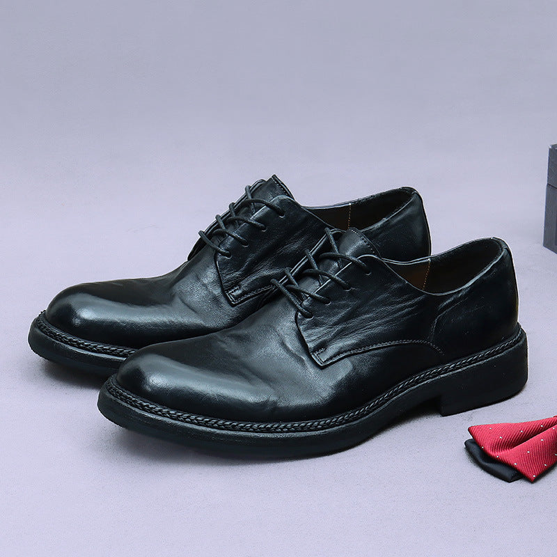 Men's Horse Big Head Sole British Derby Leather Shoes