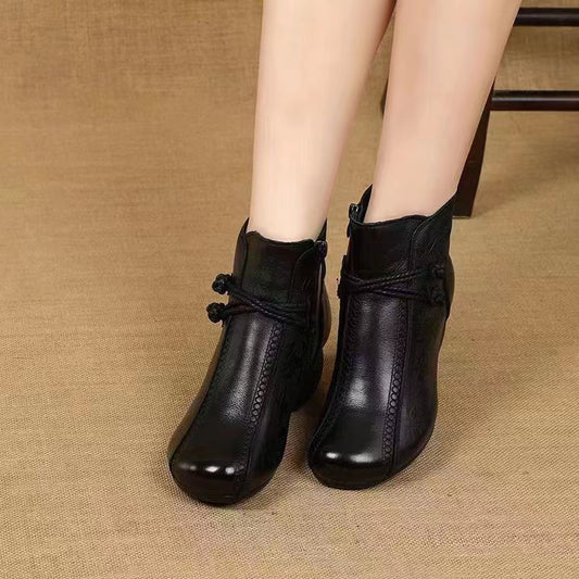 Women's Retro Ethnic Style Chunky Ankle Soft Women's Shoes