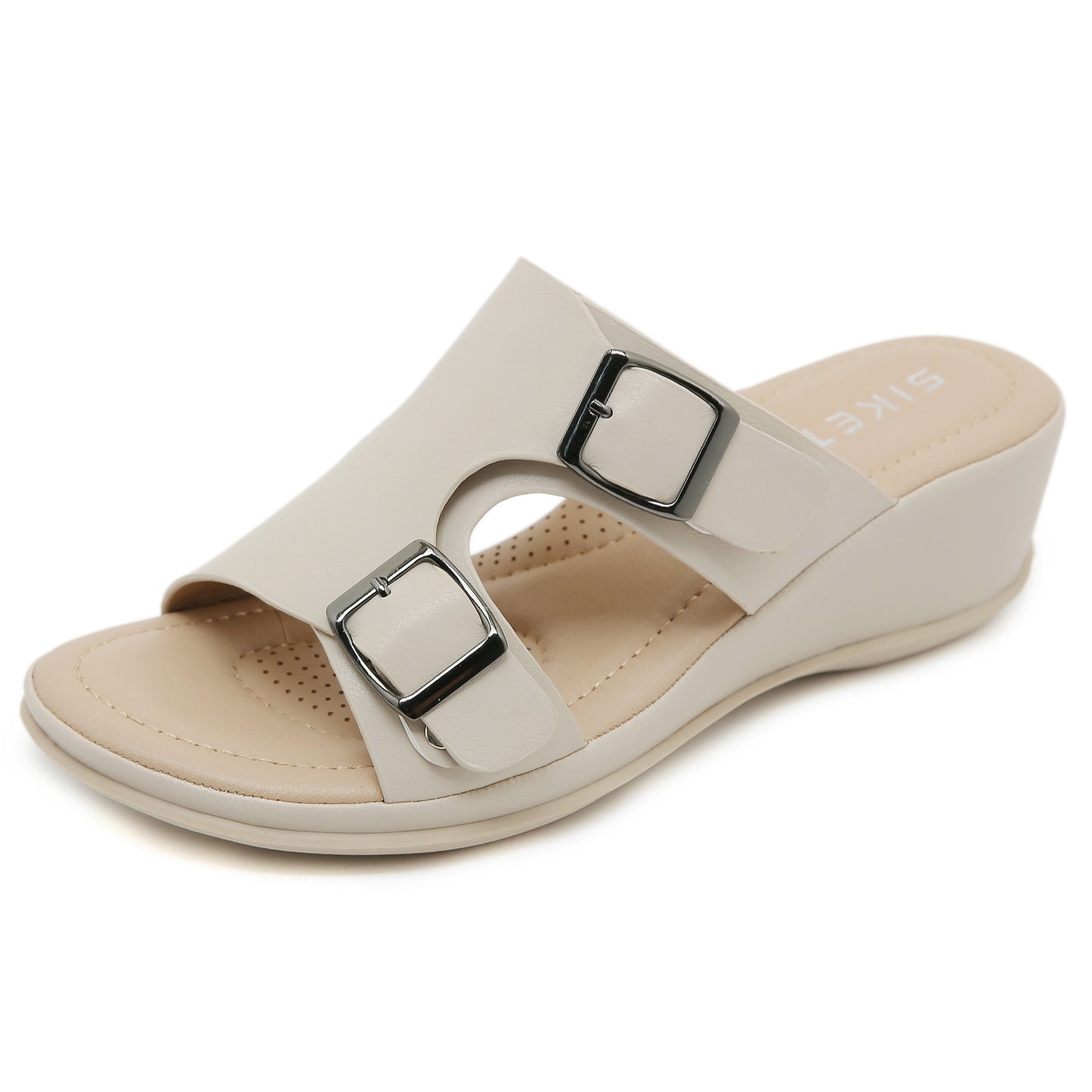 Women's Lightweight Simple Wedge Metal Buckle Plus Sandals