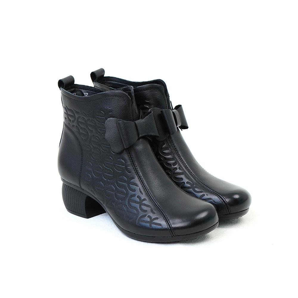 Women's Genuine Retro Medium Chunky Soft Bottom Surface Comfortable Ethnic Style Women's Casual Shoes