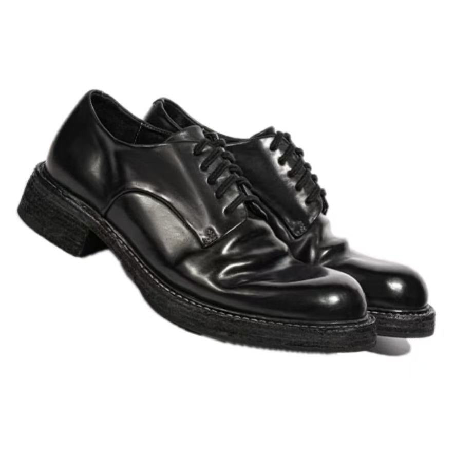 Genuine Washed Big Head Derby Vintage Leather Shoes
