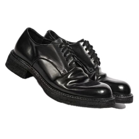 Genuine Washed Big Head Derby Vintage Leather Shoes