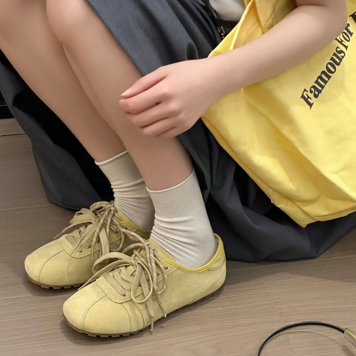 Women's Spring Flat Top Layer Pig Bud Training Stylish Lightweight Leisure Women's Casual Shoes