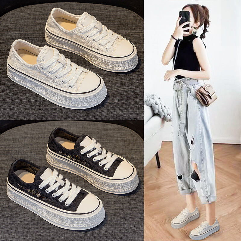 Women's Mesh Surface White Summer Thin Versatile Women's Casual Shoes