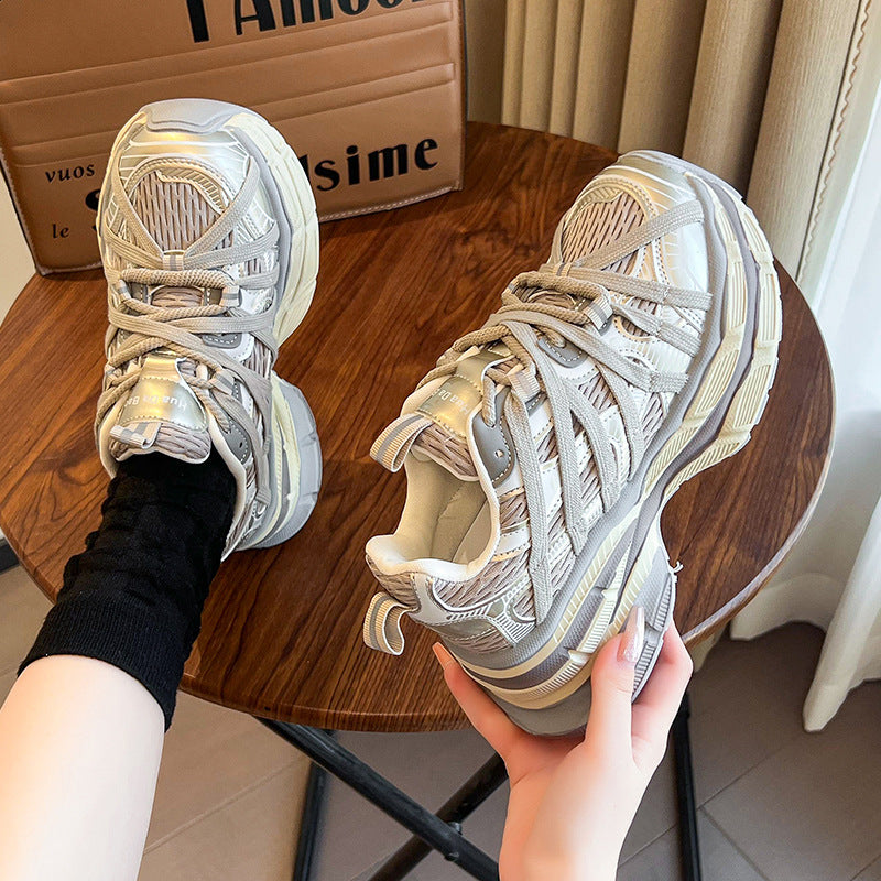 Retro Platform Breathable Mesh Surface Dad Early Autumn Lightweight Height Women's Sports Shoes