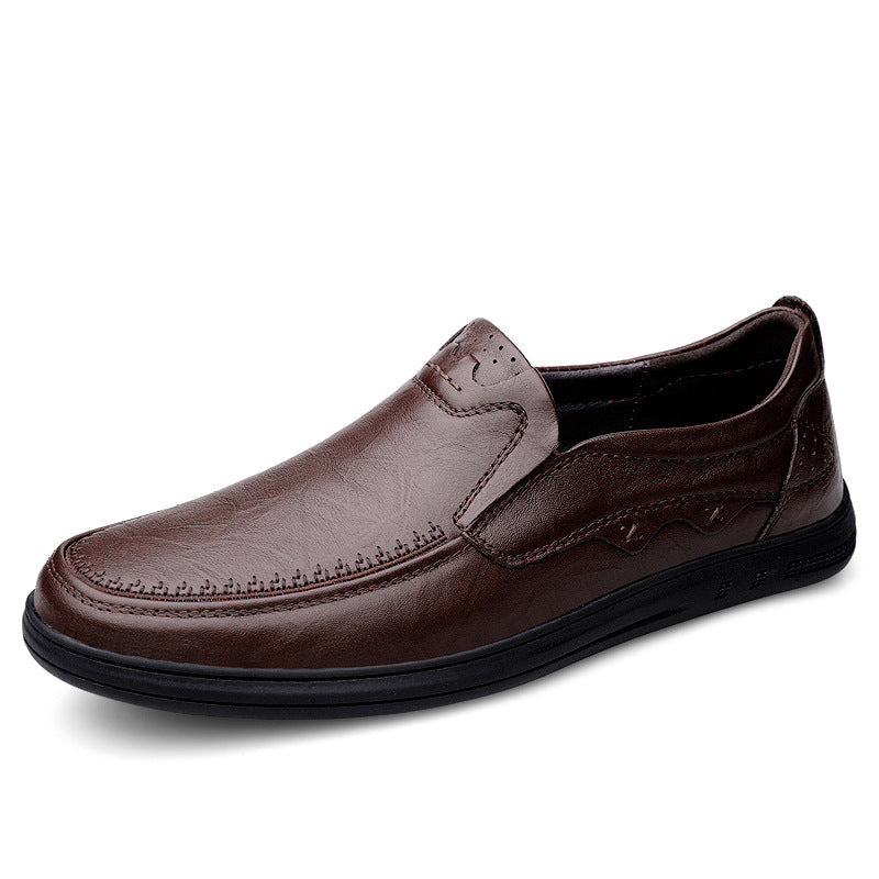 Men's Slip-on Top Layer Cowhide Soft Bottom Men's Casual Leather Shoes