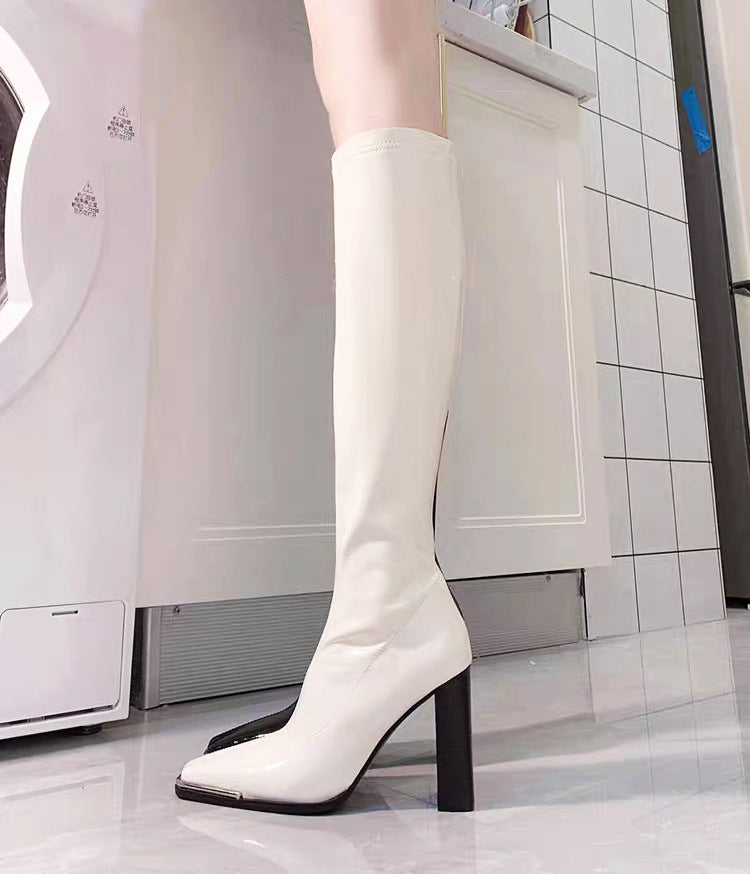 Long Tube Knight Female Chunky Stretch Boots