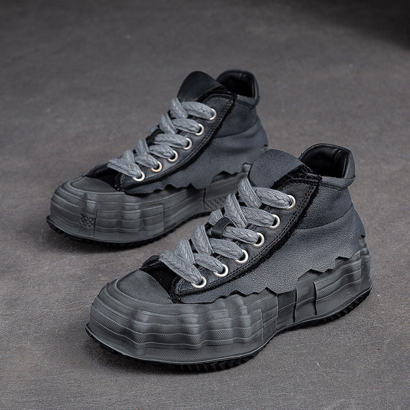 Women's Shu Front Retro Thick Bottom Round Casual Shoes
