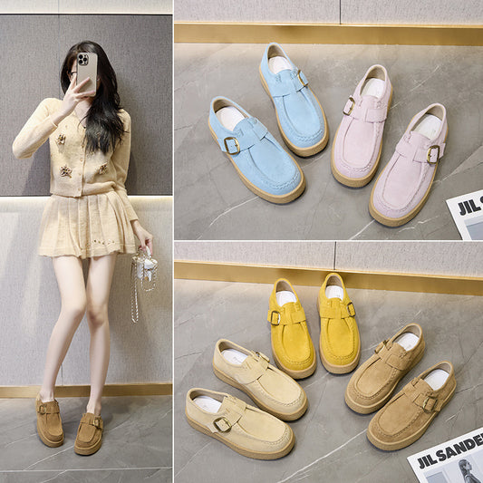 Frosted Thick Bottom Yellow Blue Kangaroo Female Wedge Platform Belt Women's Casual Shoes