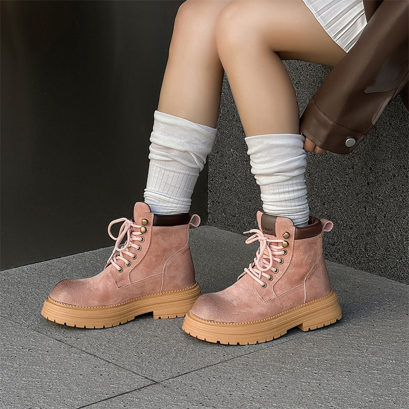 Men's Versatile Retro Ankle Thick-soled Green Tooling Boots
