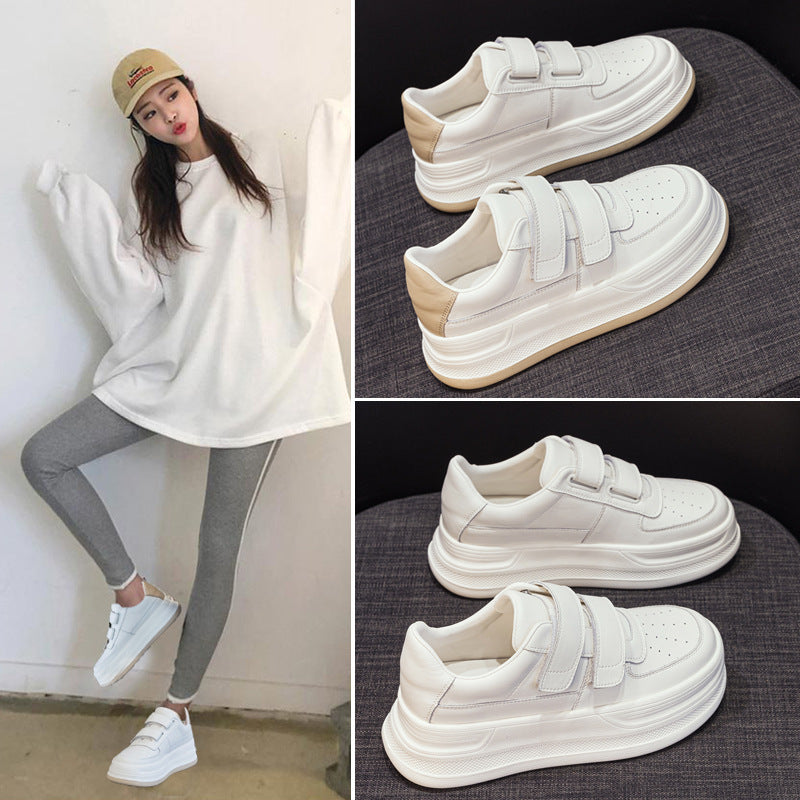 Women's White Spring Thick-soled Height Increasing Insole Fashionable Classic Women's Casual Shoes