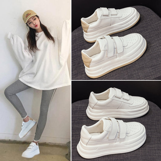 Women's White Spring Thick-soled Height Increasing Insole Fashionable Classic Women's Casual Shoes