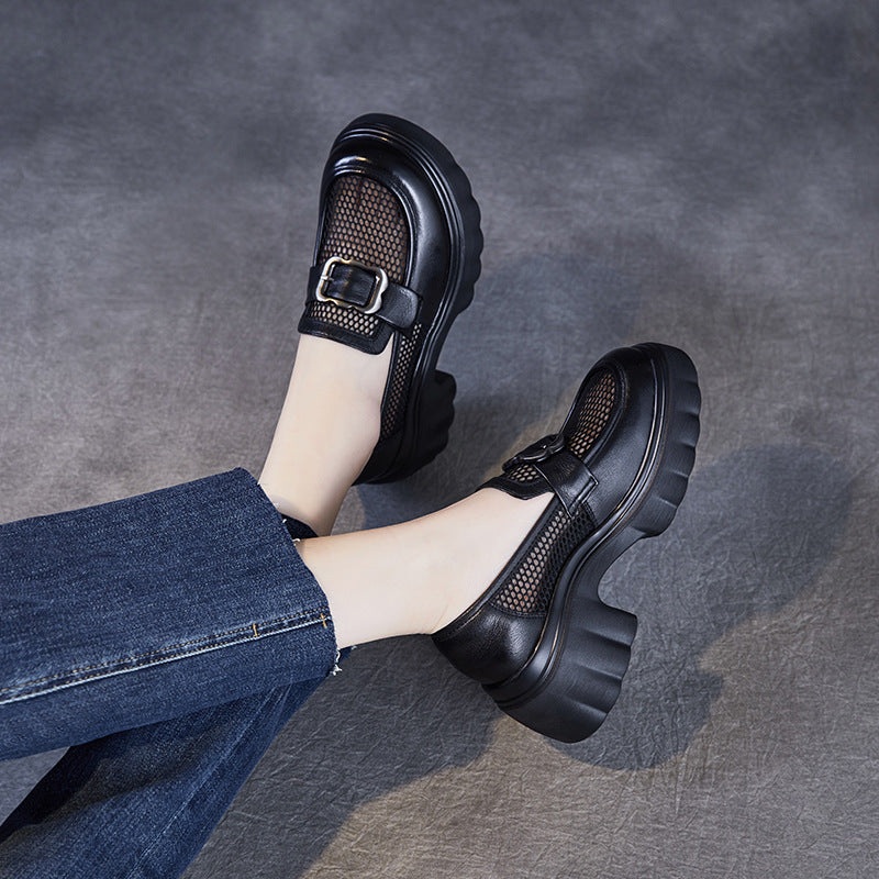 Women's Mesh Surface Platform Breathable Slip-on Casual Shoes