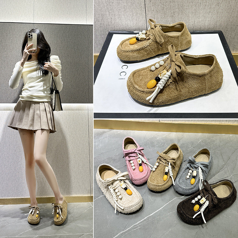 Women's Spring Cowhide Version Creative Kangaroo Retro Sports Women's Casual Shoes