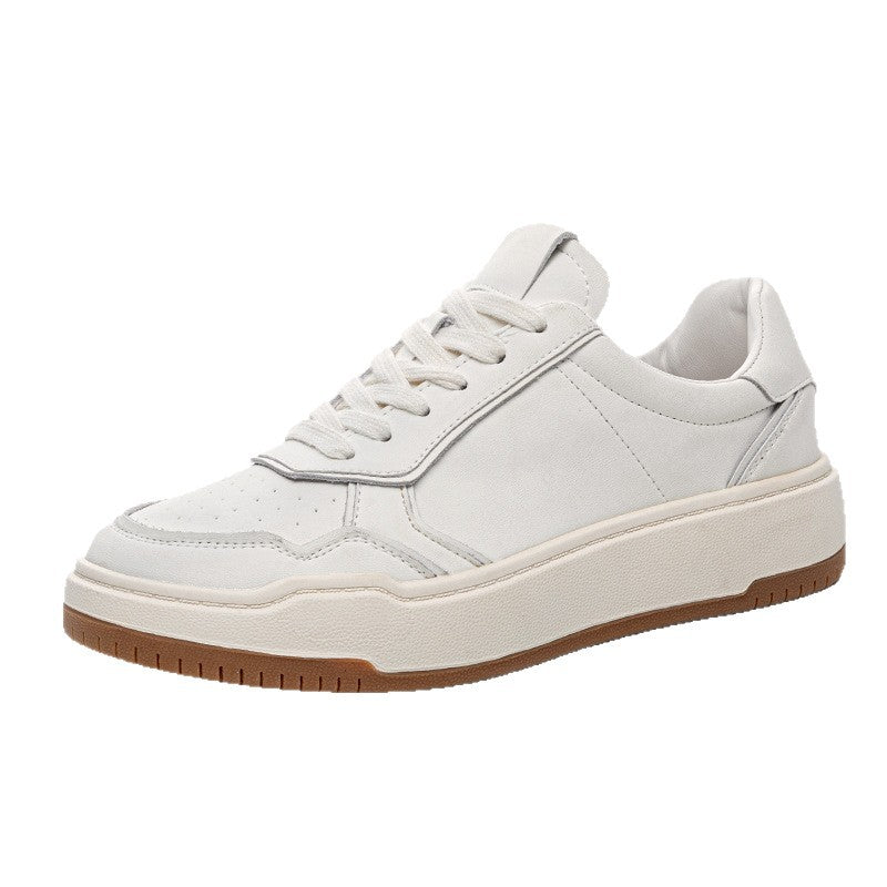 Women's Cowhide Trendy Autumn Thick-soled Wild White Women's Board Shoes