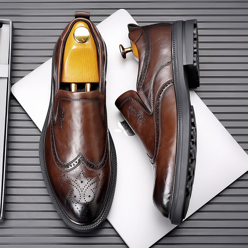 Men's Autumn Brogue Formal Business One Pedal Leather Shoes