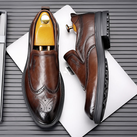 Men's Autumn Brogue Formal Business One Pedal Leather Shoes