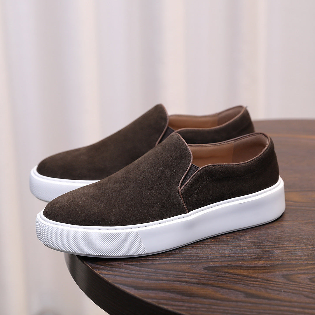 Men's Suede Cowhide Raise The Bottom Trendy One Men's Board Shoes