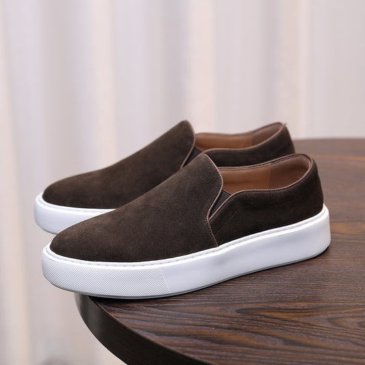Men's Suede Cowhide Raise The Bottom Trendy One Men's Board Shoes