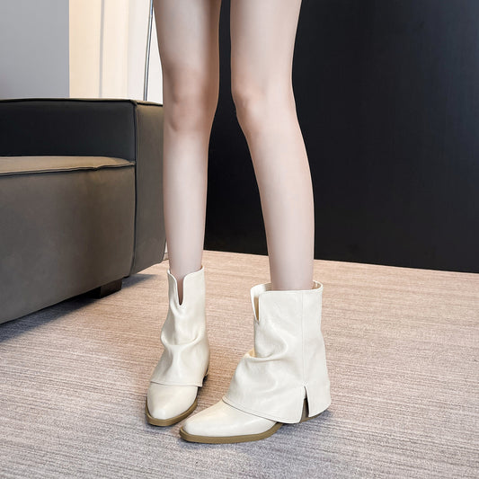 Women's French Pointed British Style Pile Pants Pipe Ankle For Boots