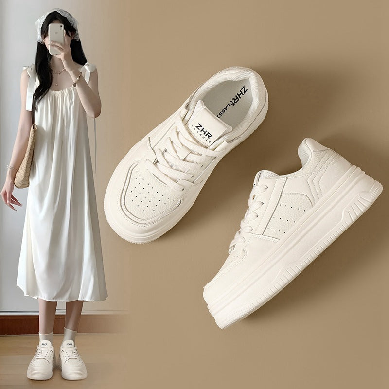 Thick Sole Increased White Mesh Hole Breathable Sports Light Luxury Women's Casual Shoes