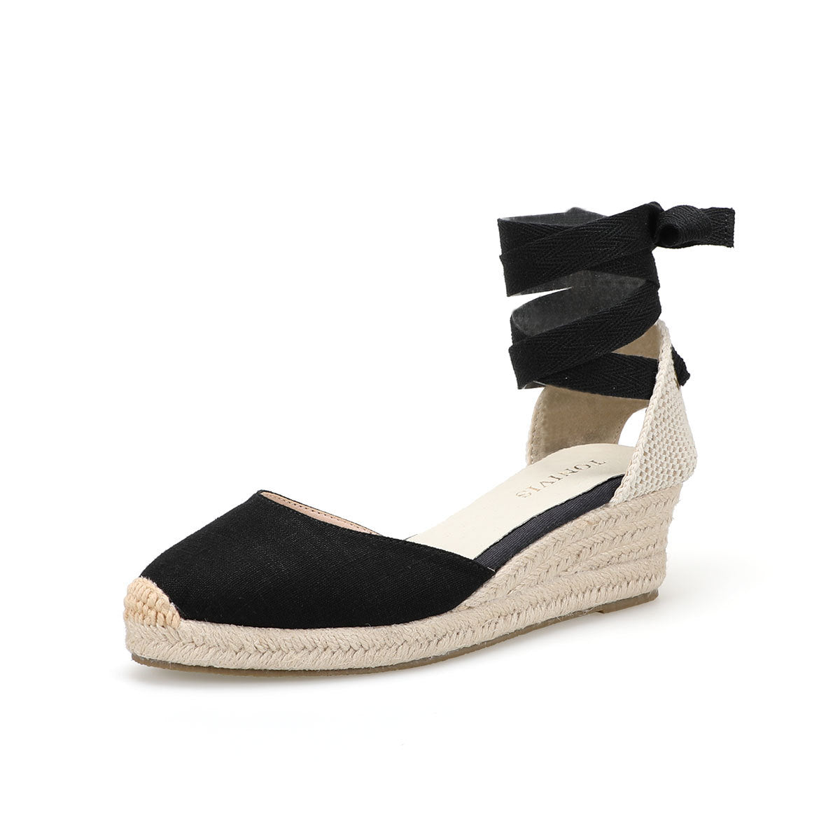 Women's Solid Color Hemp Sole Strap Wedge Sandals