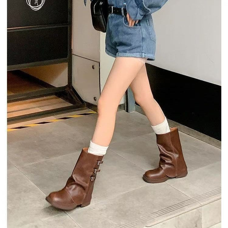 Women's Version Platform Martin Retro Western Cowboy Women's Leather Boots