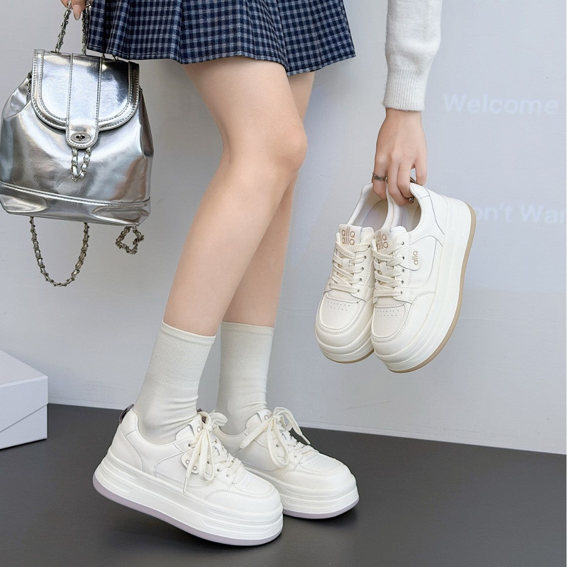 Women's Platform White Spring Comfortable Lightweight Exercise Board Women's Casual Shoes