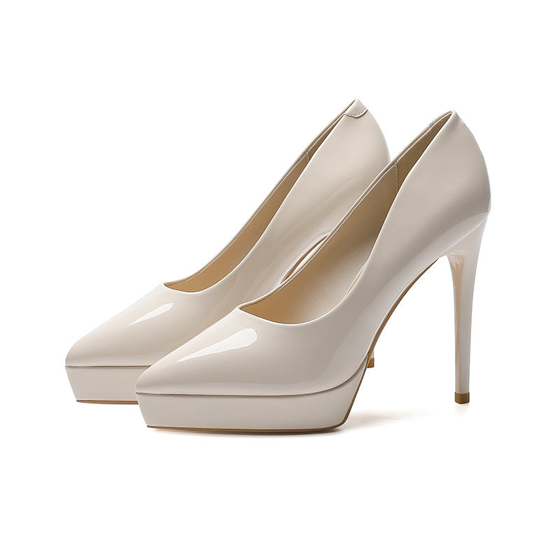 Women's Pumps Summer Pointed Patent Waterproof Platform Sexy Temperament Stiletto Women's Fashion Shoes