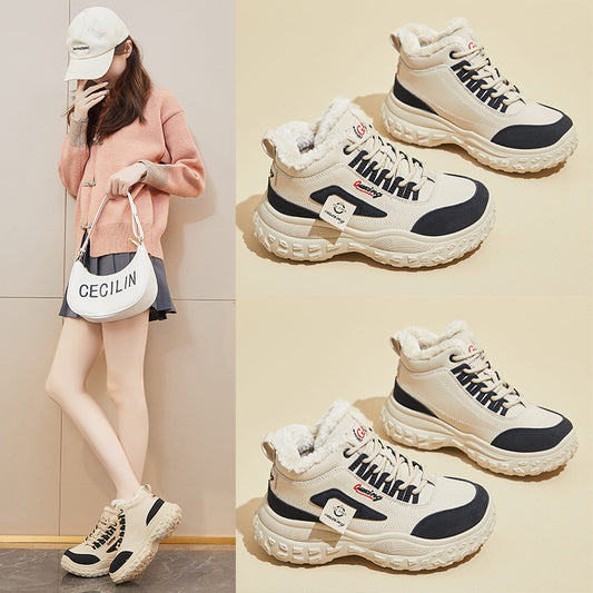 Winter With Veet Dad Korean Female Increased Warm Sneakers