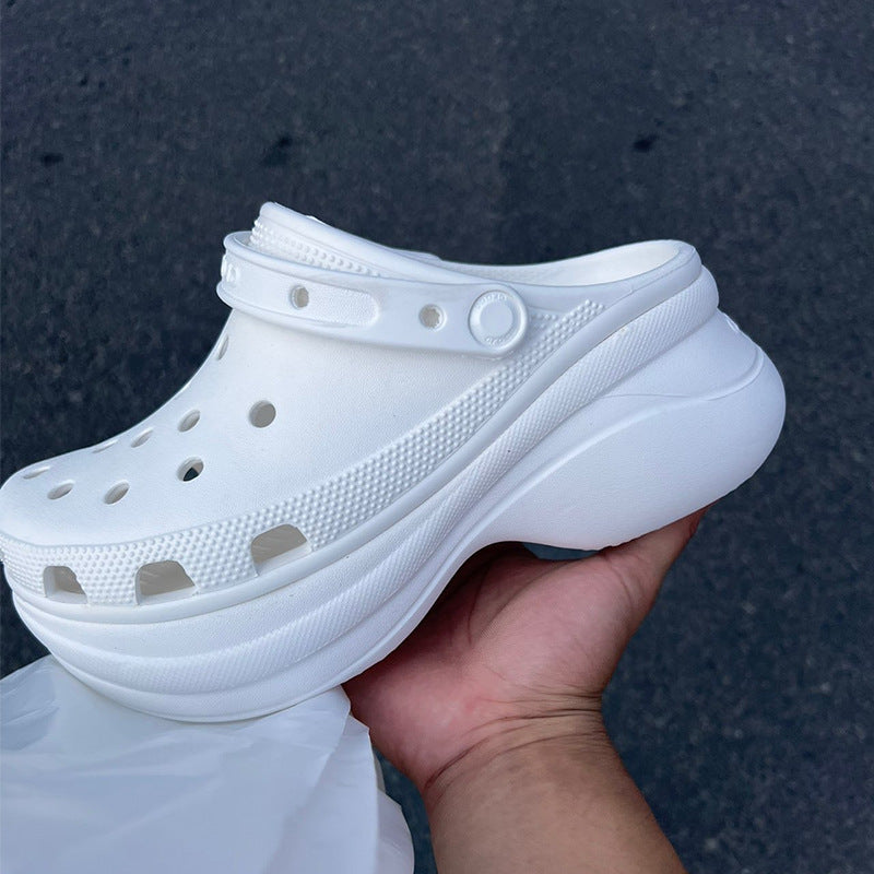 Women's Hole Thick Sole Height Increasing Beach Slippers