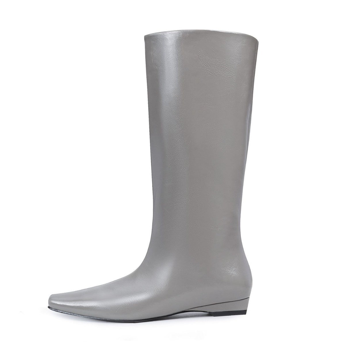 Women's Cowhide Version Korean Simple Square Toe Temperament Low Knight Women's Leather Boots
