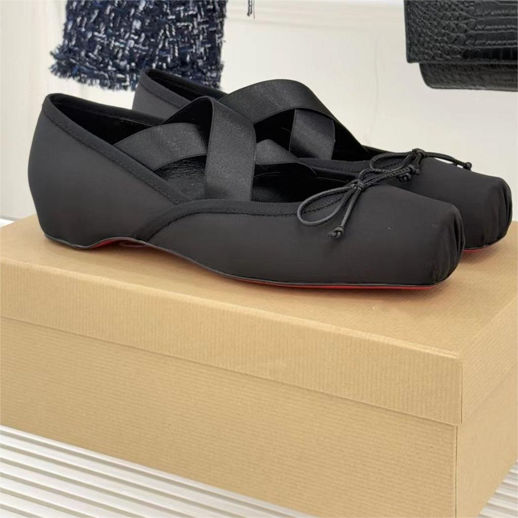 Women's Size Square Toe Flat Ballet Bow Bandage Men's Shoes