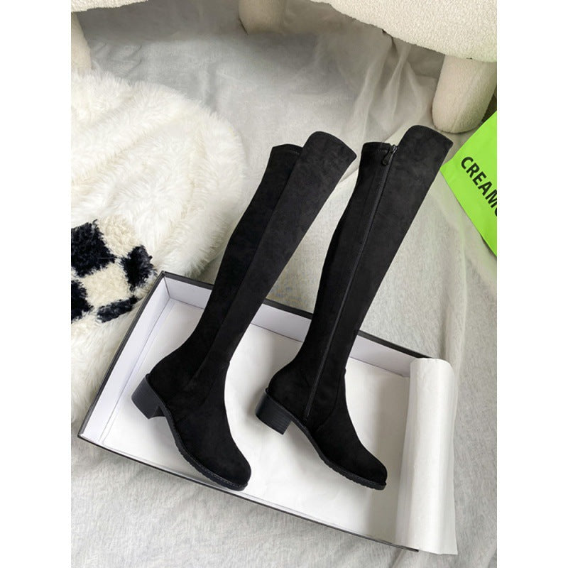 High Tube High-heel Long Zipper Skinny Knight Stretch Women's Leather Boots