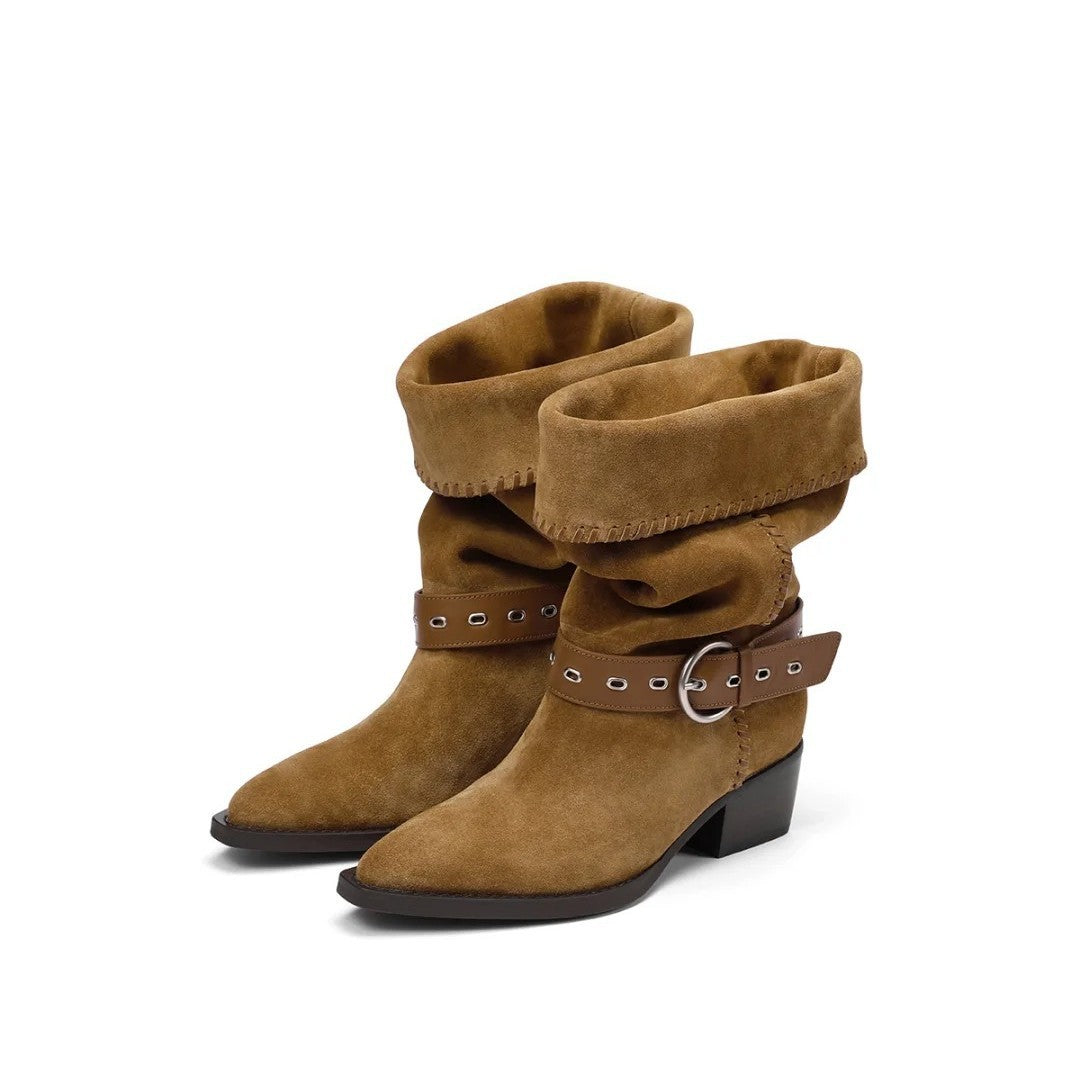 Women's Special Interest Light Luxury Handmade Retro Soft Vintage Knight Women's Leather Boots