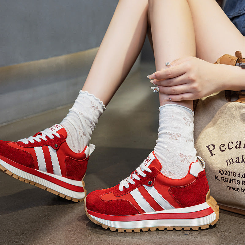 Women's Spring Retro Cortez Dad Platform Height Increasing Insole German Sneakers