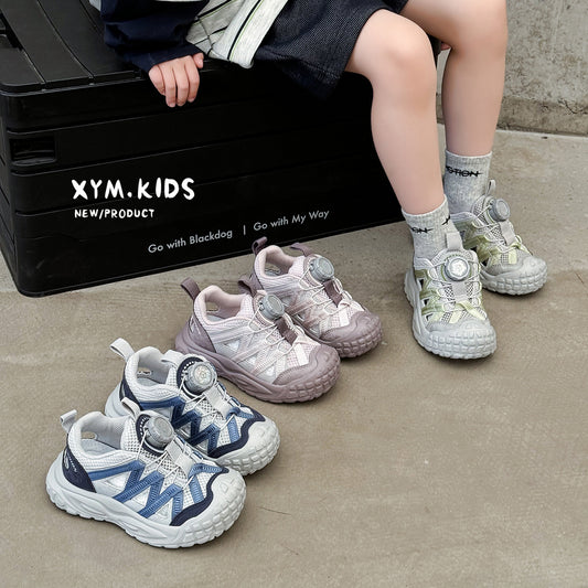 Summer Fashion Rotating Buckle Hollow Breathable Resin Sole Children's Sports Shoes