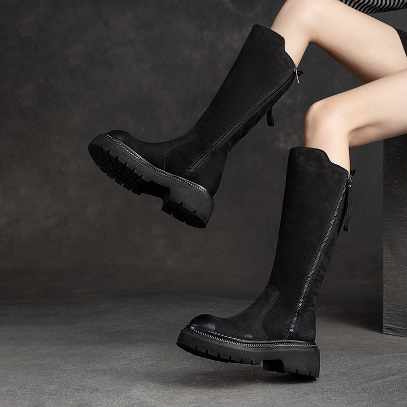 Women's Retro Knee-high French Simplicity Fashion Side Zipper Boots