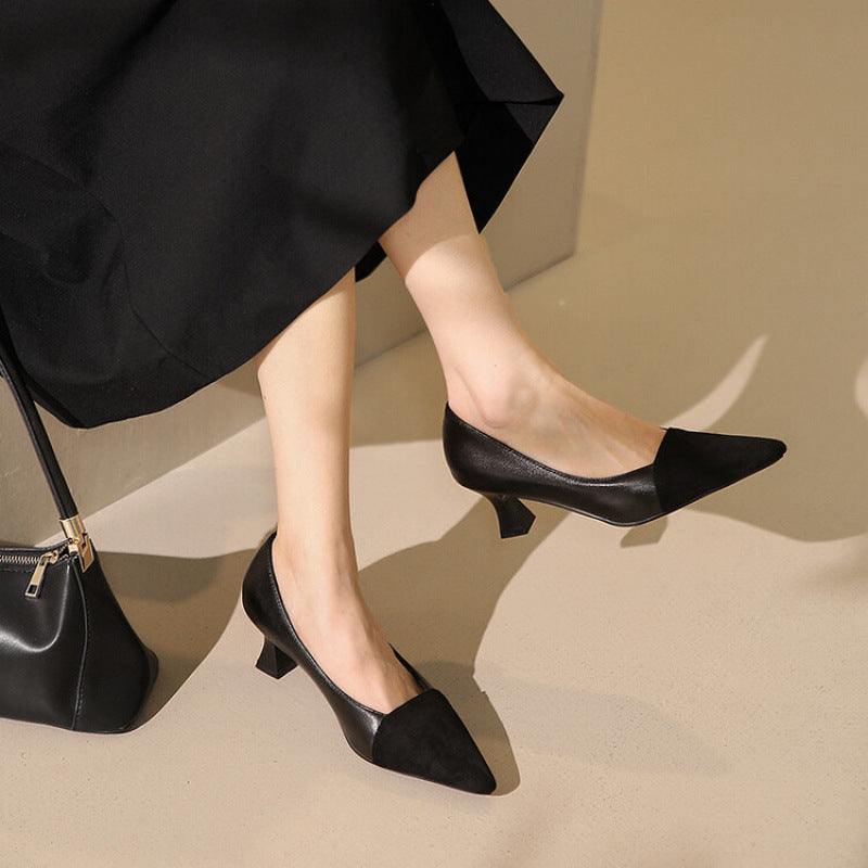 Women's High Multicolor Low-cut Slip-on Pointed Square Women's Fashion Shoes