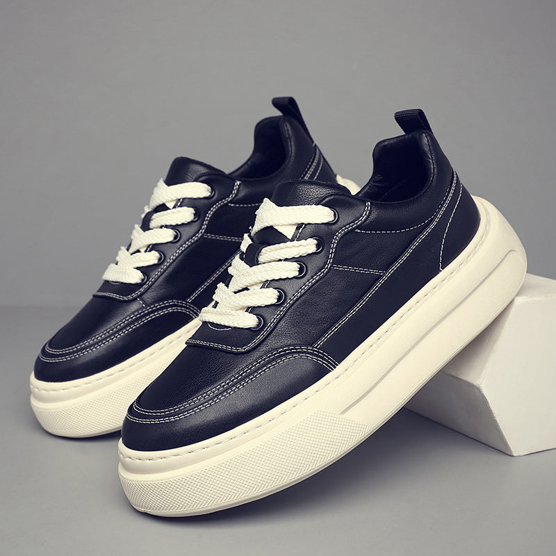 Men's Top Layer Cowhide Versatile Trendy Platform Men's Shoes