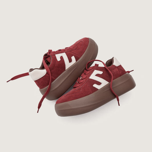 Women's Reversible Cowhide Small Milk Pastry Platform Height Increasing Insole German Casual Shoes