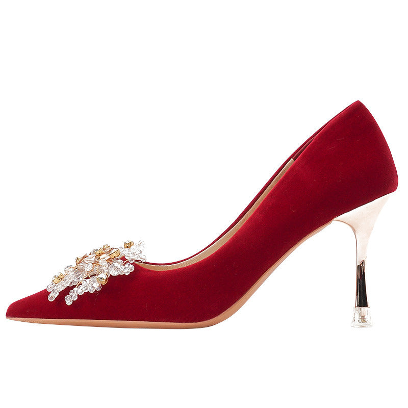 Women's Chinese Suit Bridal Wedding Red Dress Wine Women's Fashion Shoes