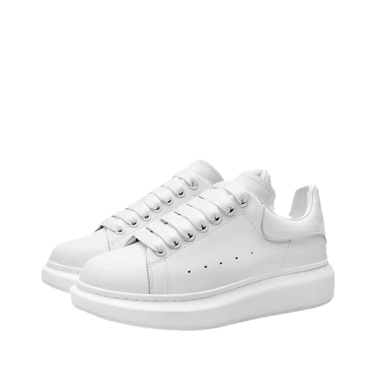 Women's White Platform Heightened Genuine Couple Sneakers