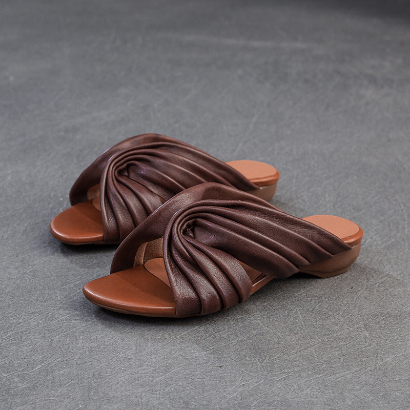 Women's Shu Summer Peep Toe Outdoor Bohemian Style Retro Lazy Flat Slippers