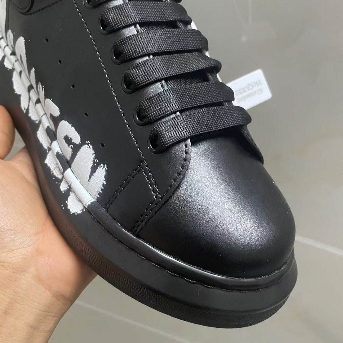 Women's & Men's Printing Mcqueen White Color Matching Cowhide Platform Women's Board Shoes