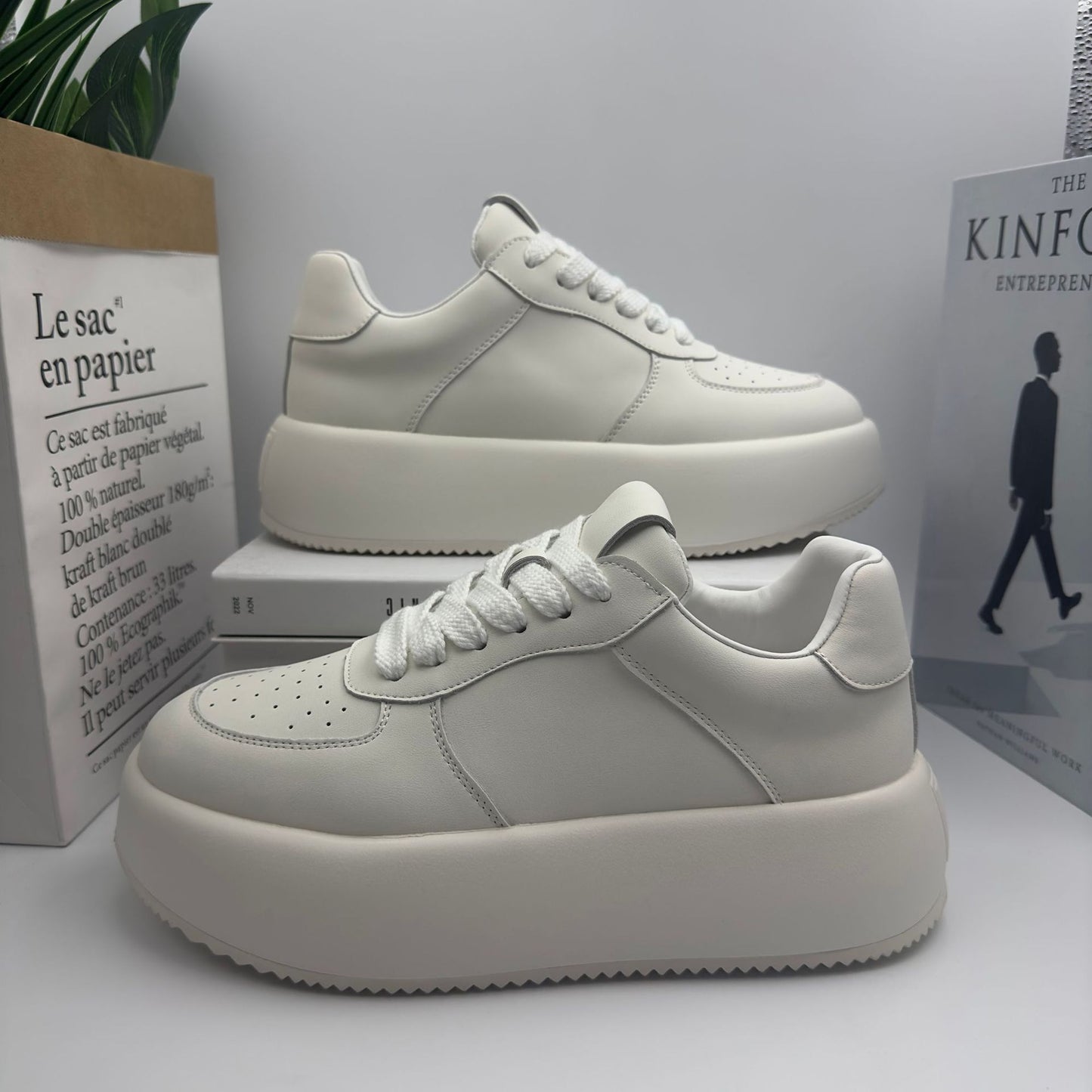 Men's Platform White Height Increasing Sports Korean Style Men's Board Shoes