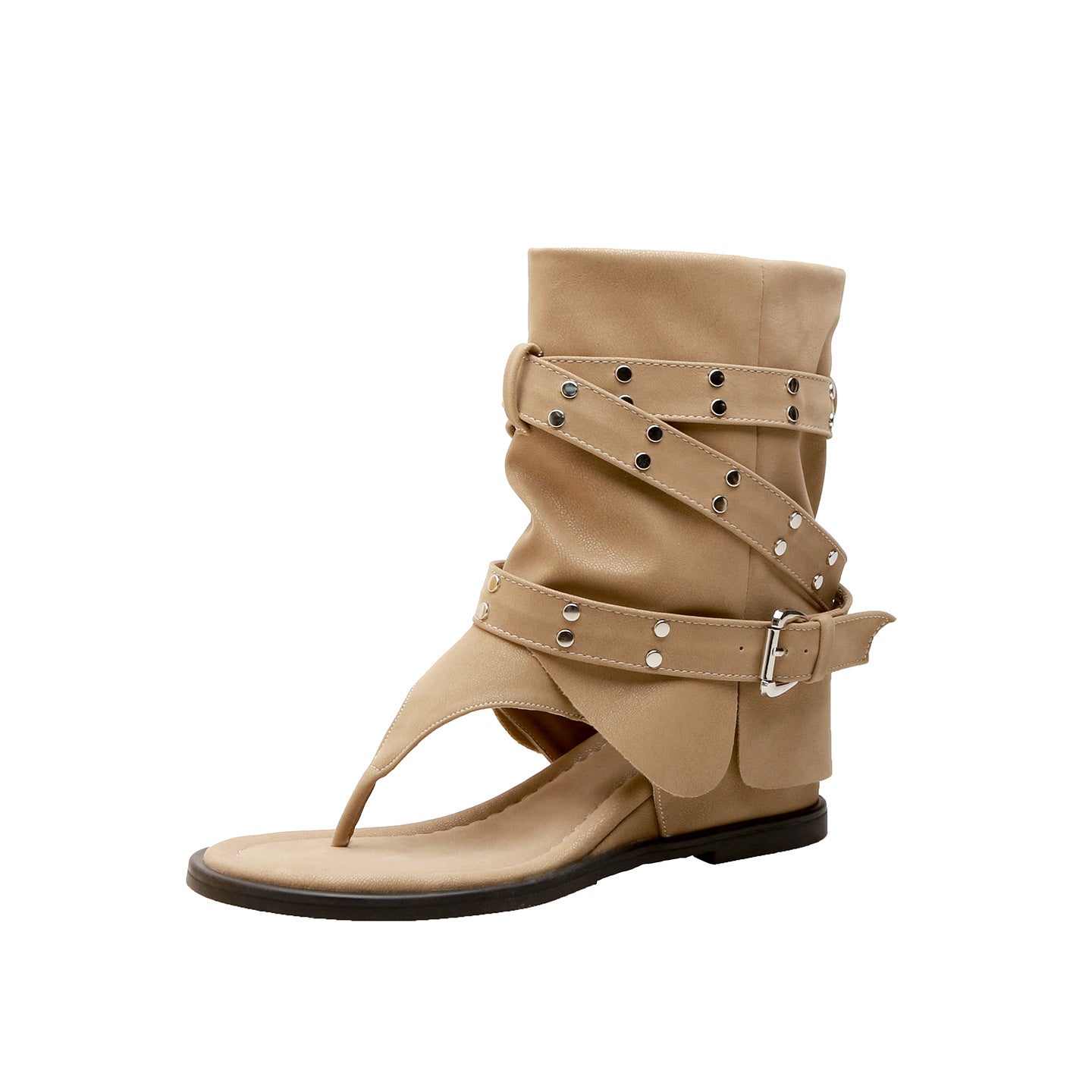 Women's Short Tube Summer Height Increasing Insole Rivet Pants Waste Boots