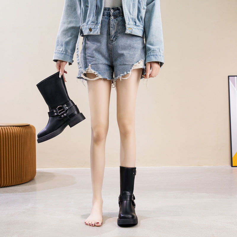 Women's Belt Buckle Martin British Style Retro Boots