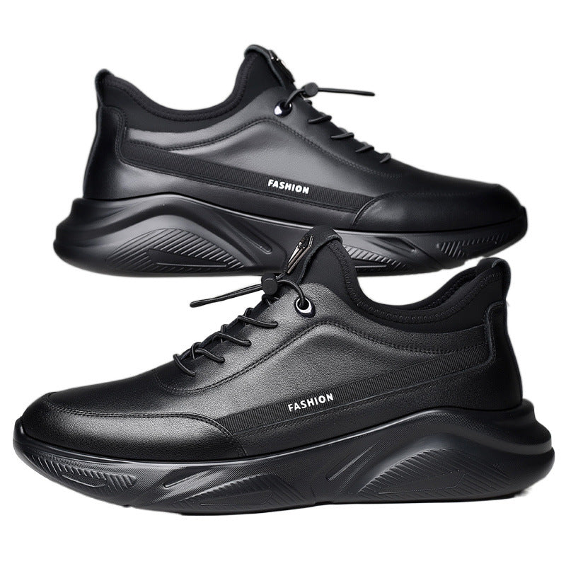 Men's Winter Fleece-lined With Hidden Top Layer Cowhide Sports Men's Shoes